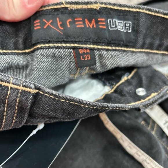 Extreme USA Men's Rinse Black Denim Jeans W44 L33 Style UE 901X - Picture 3 of 8